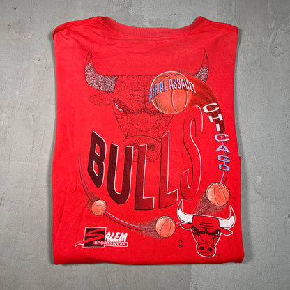 1990s Chicago Bulls Aerial Assault Salem Tag Red Tee Size XL USED v16741