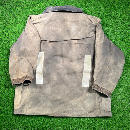 1980s Workwear Fireman Distressed Jacket Size Large USED v18693