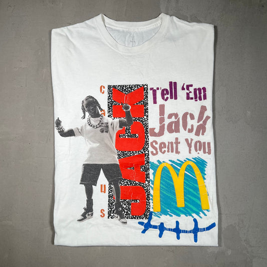 Travis Scott McDonald "Tell em Jack Sent You" White Tee Size Medium USED x17112