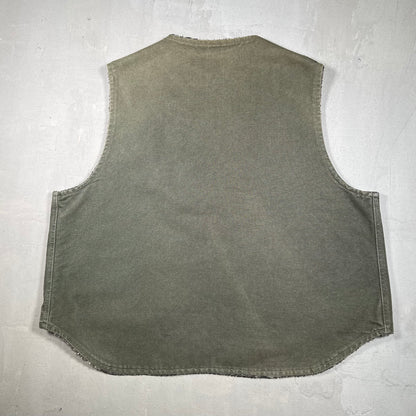 1990s Carhartt Southwest Aztec Fleece Lined Green Vest Size XXL USED v19262