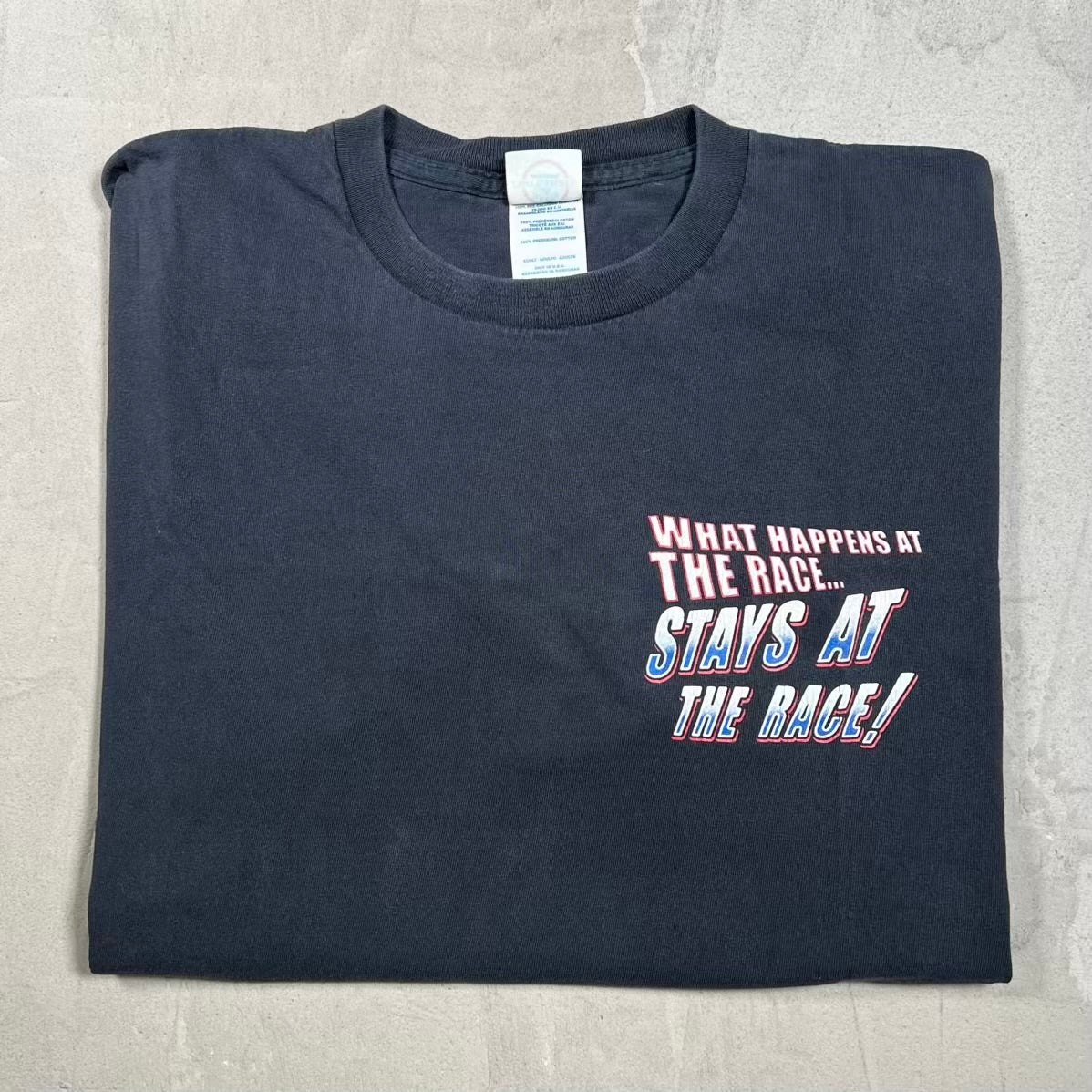 Y2K Racing Nascar What Happens At The Race Black Tee Size Large USED v20052
