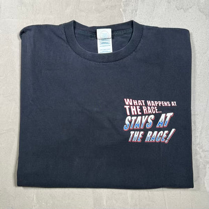 Y2K Racing Nascar What Happens At The Race Black Tee Size Large USED v20052