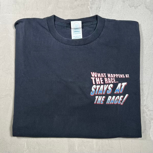 Y2K Racing Nascar What Happens At The Race Black Tee Size Large USED v20052