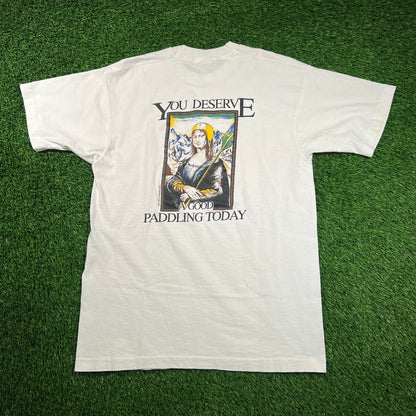 1992 Whitewater Rafting "Mona Lisa" Tree White Size Large USED v18446