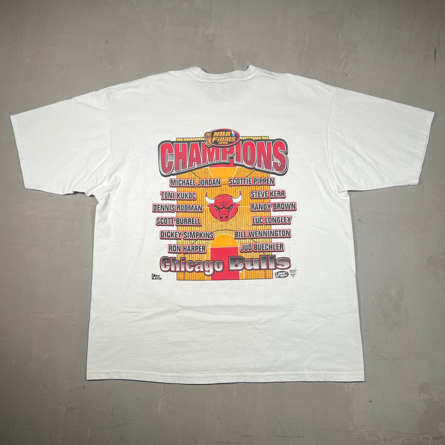 1998 Chicago Bulls Cartoon "6" White Tee Size XL USED v18971