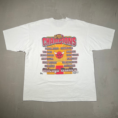 1998 Chicago Bulls Cartoon "6" White Tee Size XL USED v18971