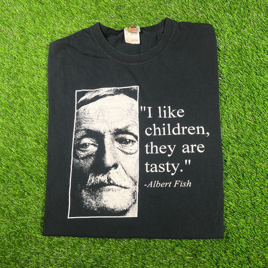 1990s Albert Fish "I Like Children" Black Tee Size Large USED v17664