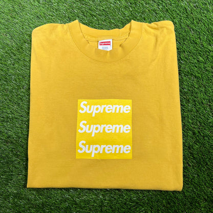 AssPizza Triple Yellow Box Logo Tee Size XL USED x14795