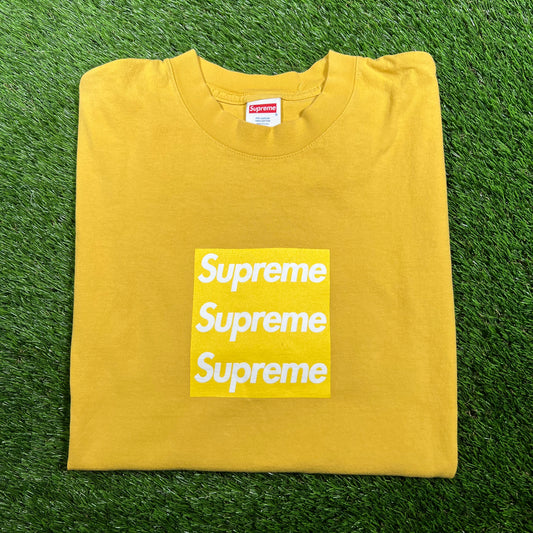 AssPizza Triple Yellow Box Logo Tee Size XL USED x14795
