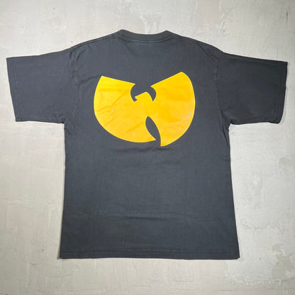 1990s Wu Tang Hip Hop Black Tee Size Large USED v4739