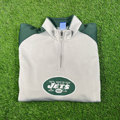 New York Jets Green/Grey Zip Up Fleece Size Large USED v17890