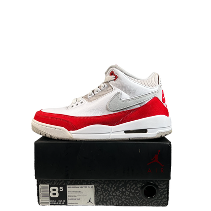 Jordan 3 Tinker White University Red (2019) Size 8.5 USED S21541