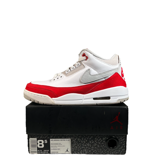 Jordan 3 Tinker White University Red (2019) Size 8.5 USED S21541