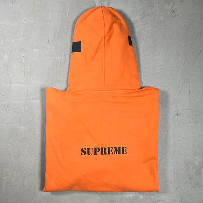 Supreme Stone Island (2017) Orange Pull Over Hoodie Size Large USED x18287