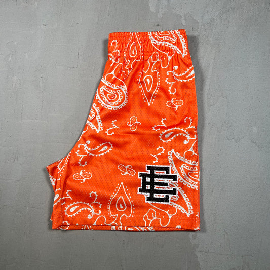 Eric Emanuel Orange Bandana Shorts Size Medium USED x17312