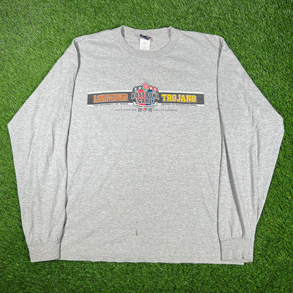 2006 Texas vs. USC Rose Bowl Grey Longsleeve Size XL USED v16999
