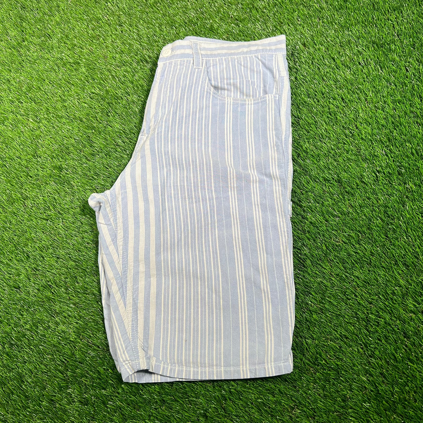 Stussy Pin Strip Blue/White Shorts Size 32 USED x15862