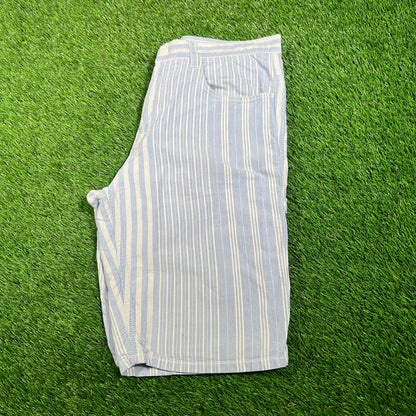 Stussy Pin Strip Blue/White Shorts Size 32 USED x15862