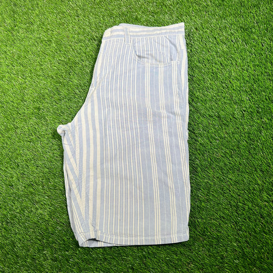 Stussy Pin Strip Blue/White Shorts Size 32 USED x15862