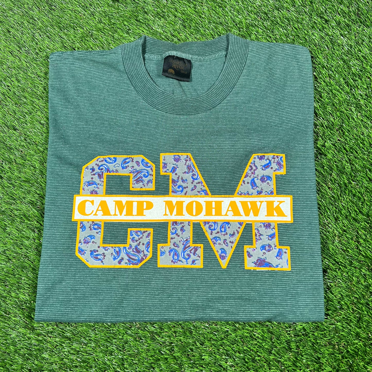 1990s Green Camp Mohawk Tee Size Large USED v16920