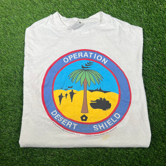 1990's Operation Desert Shield White Tee Sized Large USED x14931