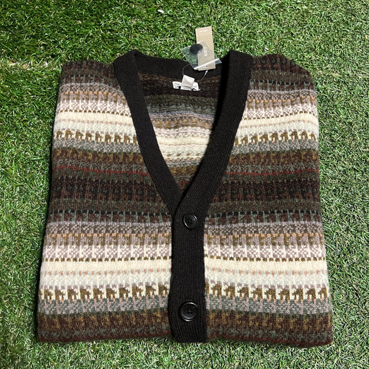 J Crew Multi Color V Neck Button Up Sweater Size Medium NEW v16387
