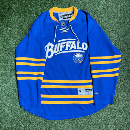 Reebok NHL Buffalo Blue Hockey Jersey Size Large USED v16025