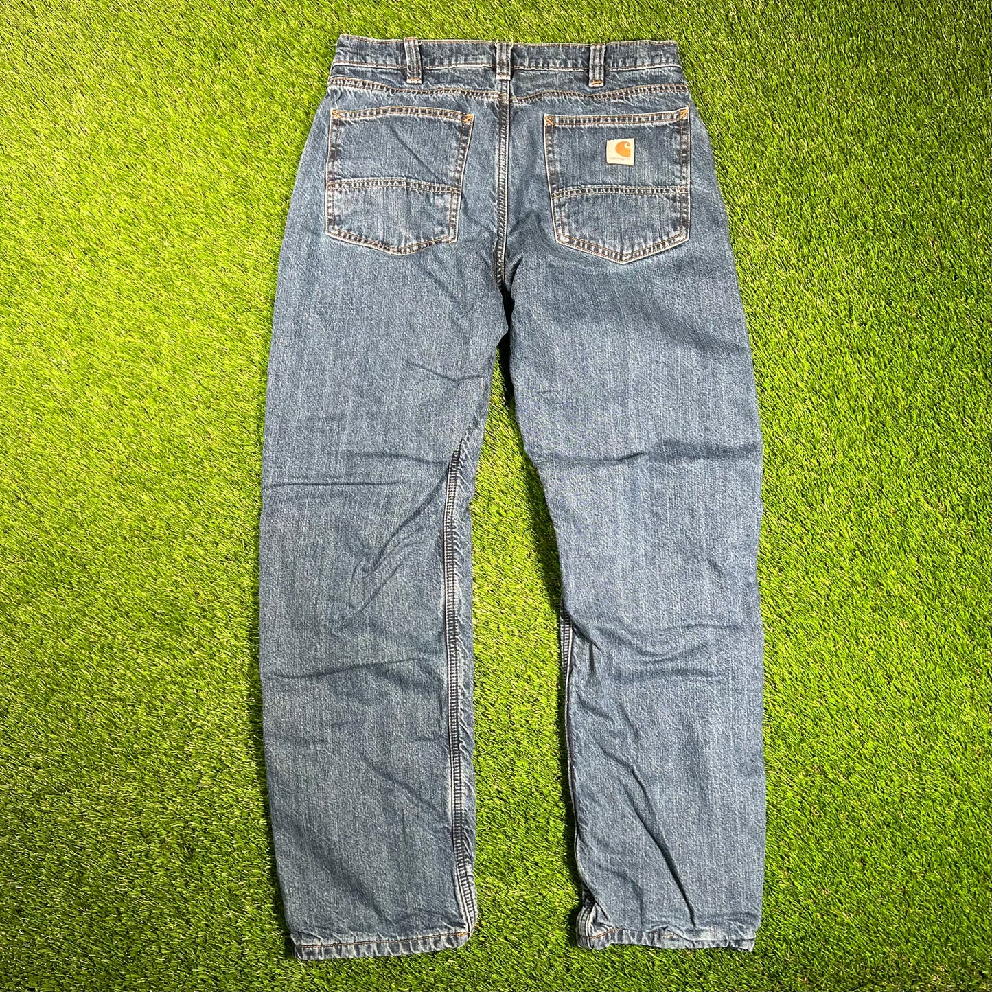 Carhartt Flannel Lined Dark Blue Jeans Size 32 USED v18235