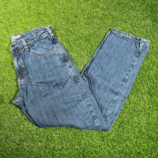 Carhartt Flannel Lined Dark Blue Jeans Size 32 USED v18235