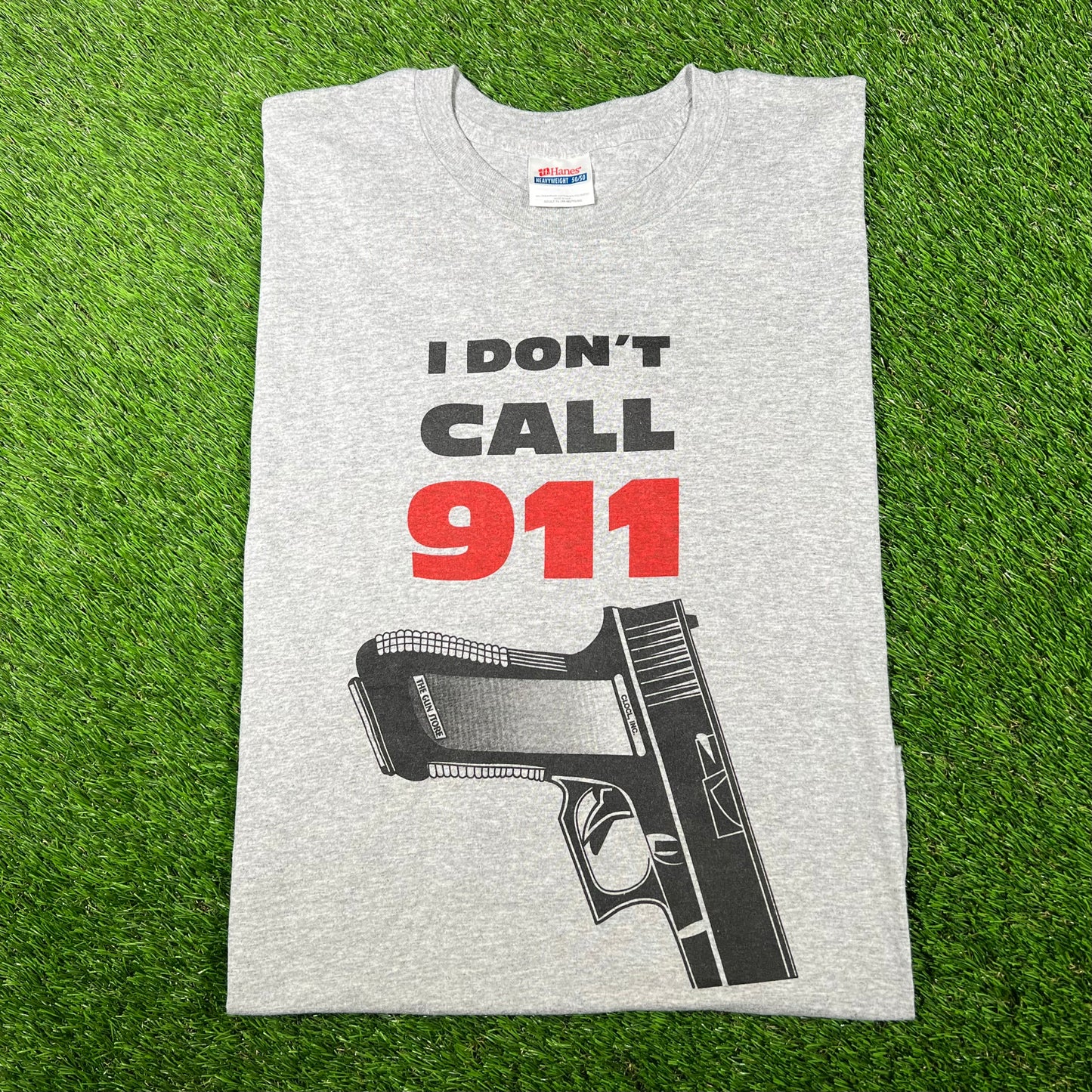 2010s "I Don't Call 911" Grey Glock Tee Size XL USED v17257
