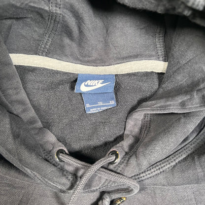 Y2K Nike White Swoosh Washed Black Hoodie Size XL USED v18585