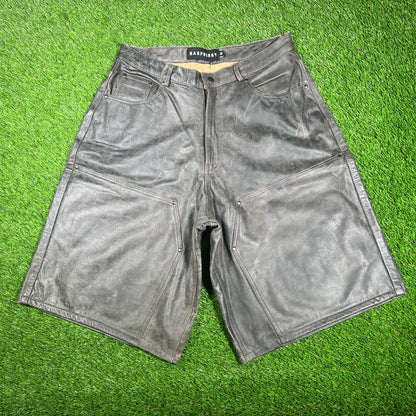 GV Gallery Raspberry Hills Brown Leather Double Knee Shorts Size Medium USED x15154