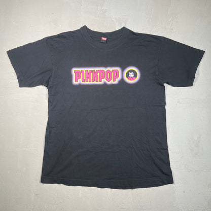 2000 PinkPop Music Festival Black Tee Size Large USED v19459