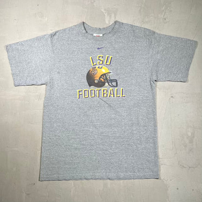 Y2K Nike Silver Tag LSU Football Team Tee Grey Size Medium USED v20077