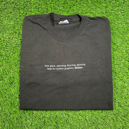Y2K Apple Motion Graphics Black Promo Tee Size Large USED v18328