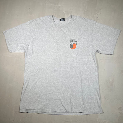 Stussy 8 Ball Yin Yang Grey Tee Size XL USED x17120