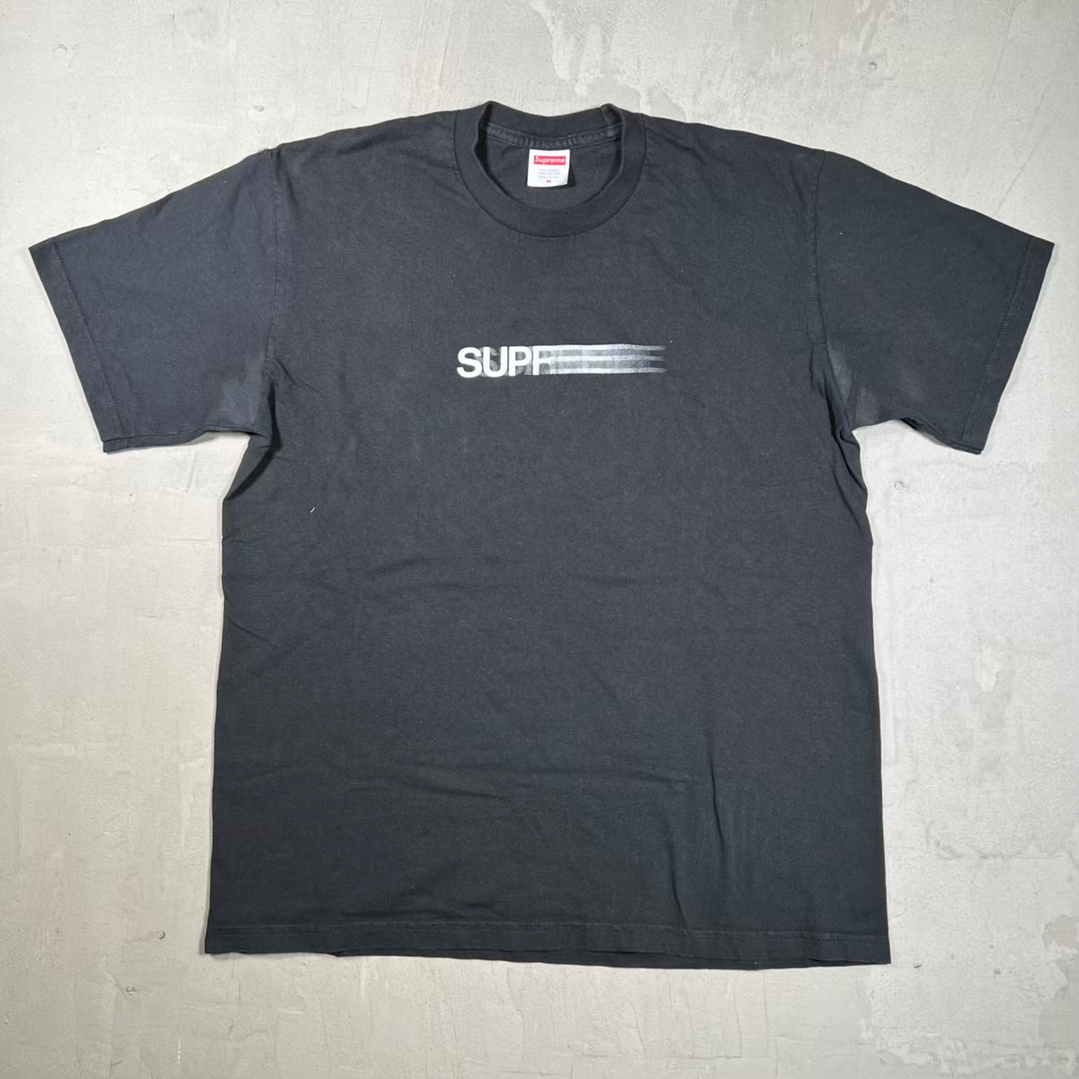 Supreme Motion Logo Black Tee (2023) Size Medium USED x18934