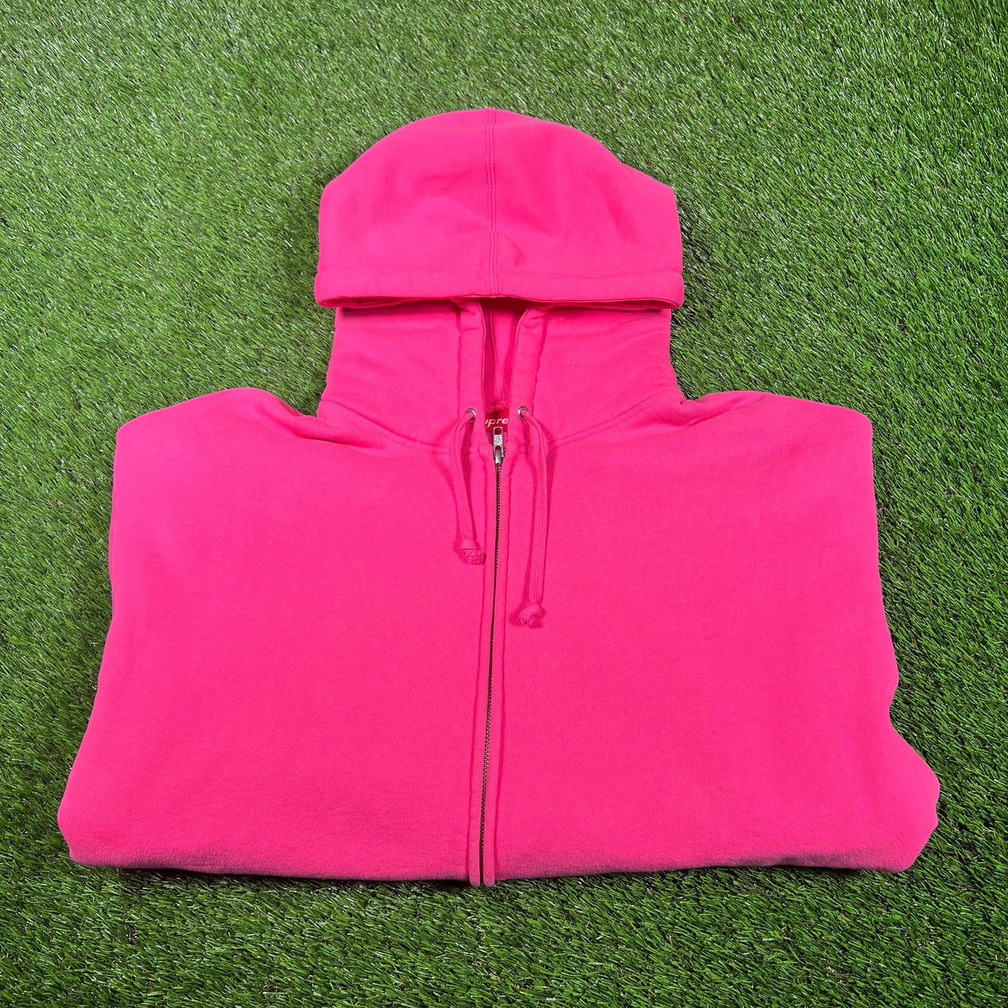 Supreme Big Logo Magenta Full Zip Hoodie Size XL USED x14865