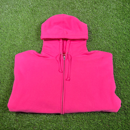 Supreme Big Logo Magenta Full Zip Hoodie Size XL USED x14865