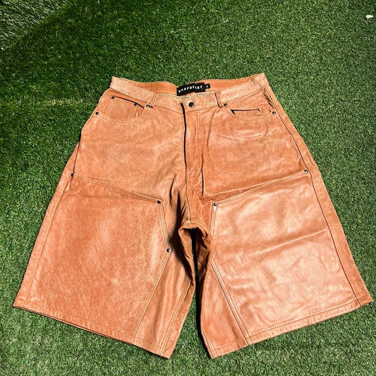 GV Gallery Raspberry Peace Leather Brown Shorts Size Large NEW x13948