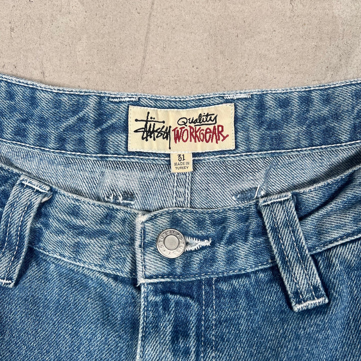 Stussy WorkGear Blue Jean Double Knee Pants Size 31 USED x17345