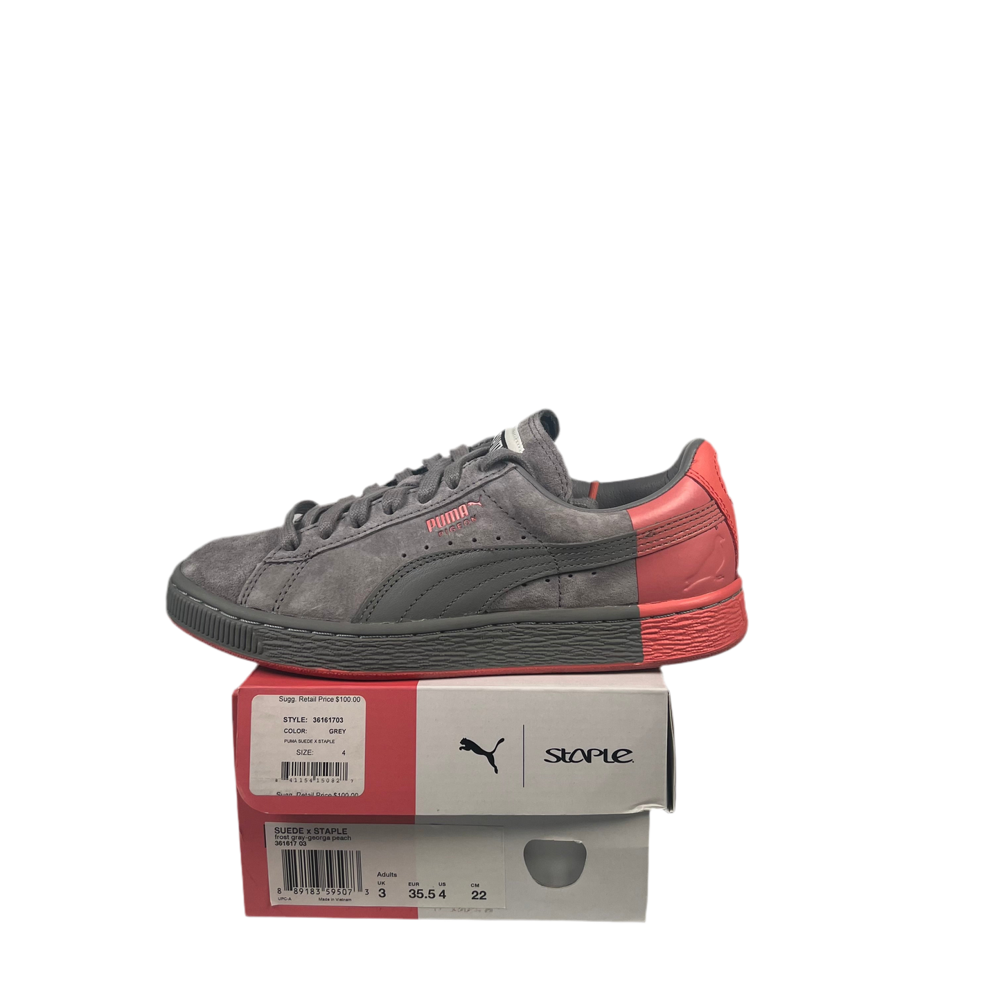 Puma Suede x Staple Grey (2016) Size 4 USED s18469