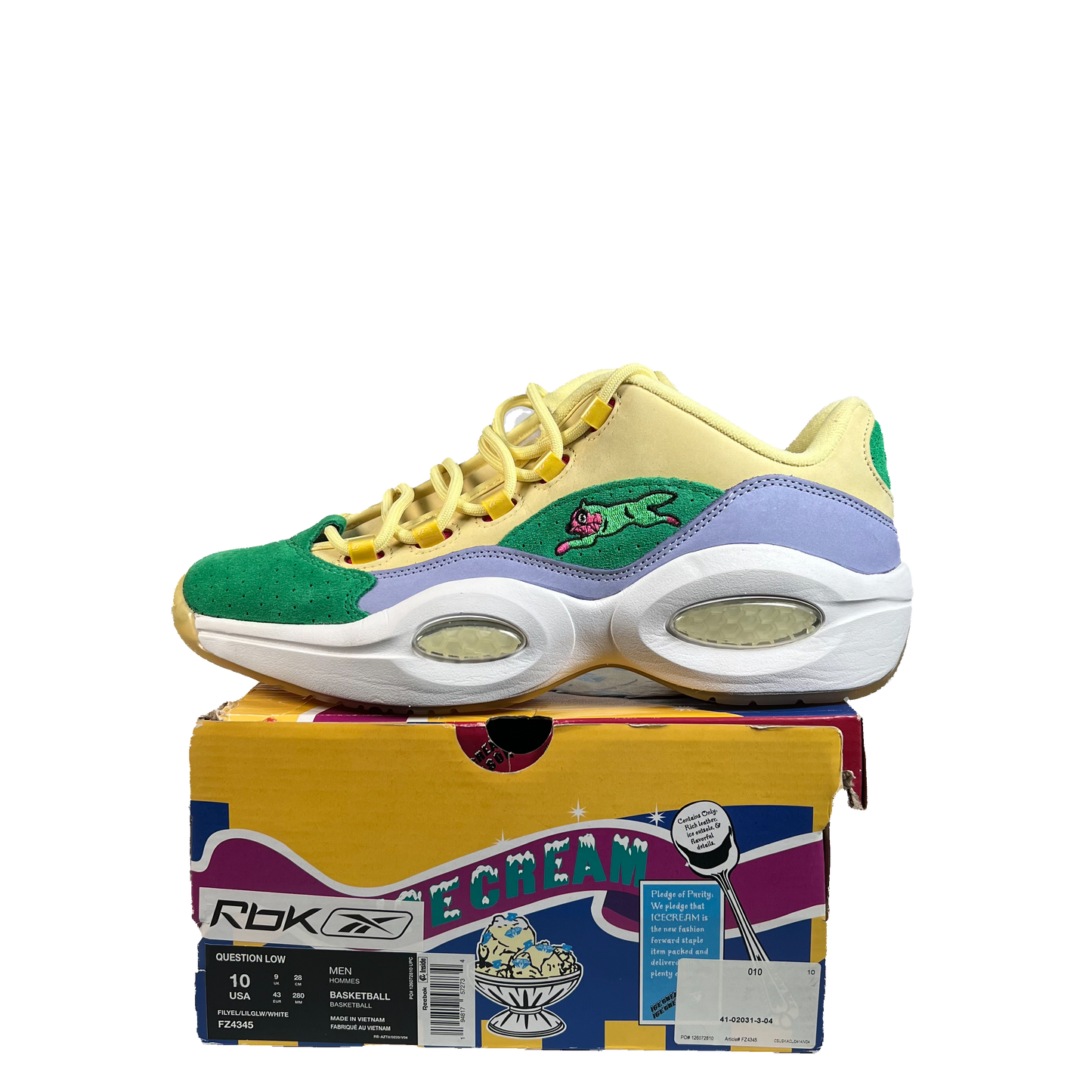 Reebok Question Low BBC Ice Cream Running Dog (2020) Size 10 USED s21119