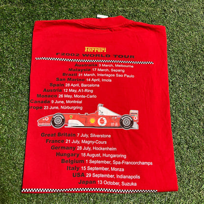 2002 Ferrari World Tour Red Tee Size Large USED v16465