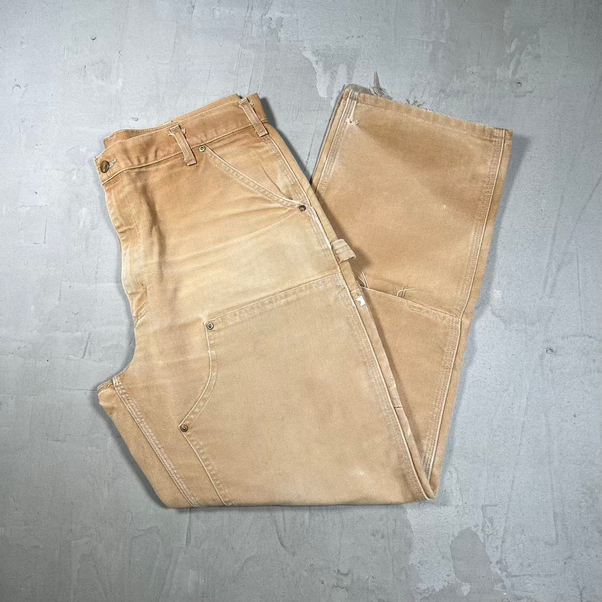 Y2K Carhartt Thrashed Tan Double Knees Size 36 USED v20432