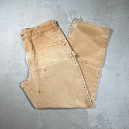 Y2K Carhartt Thrashed Tan Double Knees Size 36 USED v20432