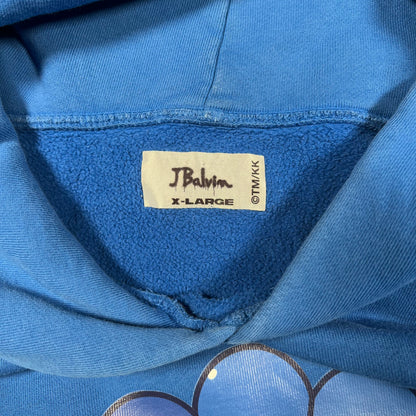 J Balvin Takashi Murakami Flower Hoodie Blue (2020) Size XL USED x15811