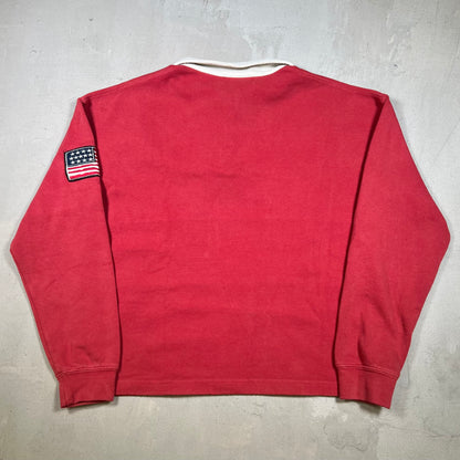 Vale Athletics "USA Derby" Longsleeve Rugby Red Size Small USED x17296