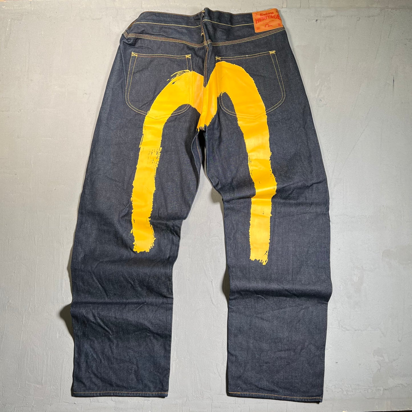 Evisu Indigo Yellow Arch Denim Size 36 (Tailored) USED x17659