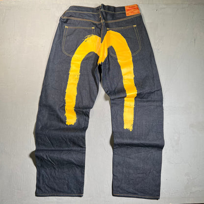 Evisu Indigo Yellow Arch Denim Size 36 (Tailored) USED x17659